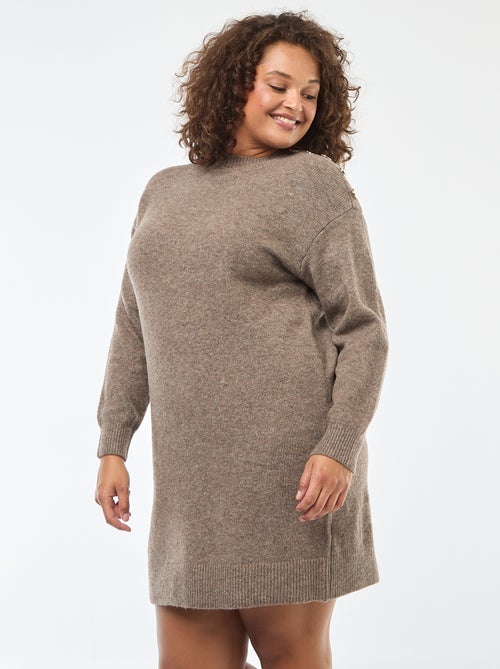 Vestido tipo jersey con botones decorativos en el hombro - Kiabi