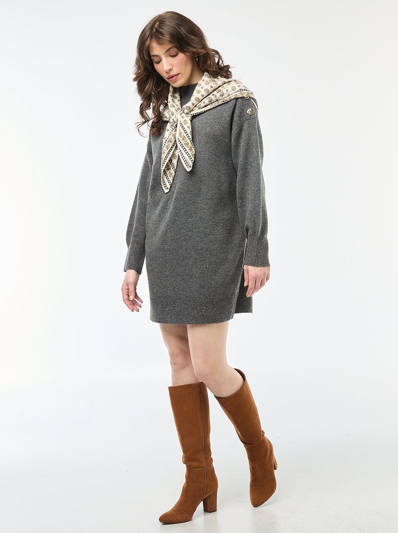 Vestido tipo jersey con botones decorativos Gris - Kiabi