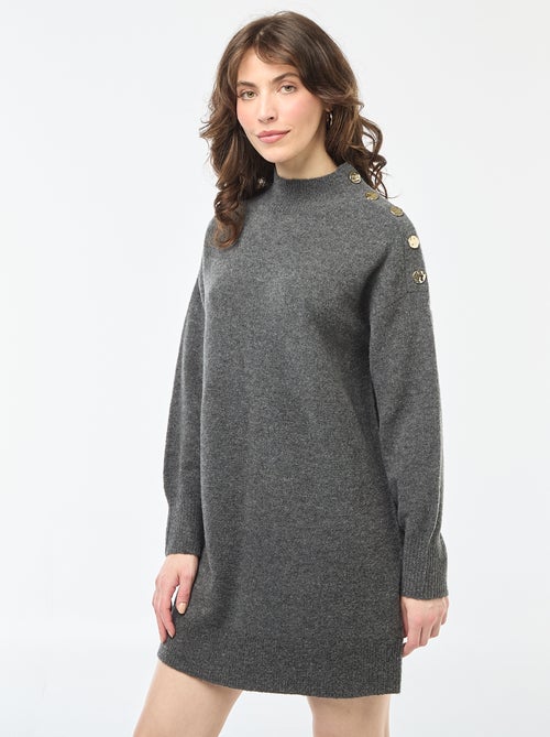 Vestido tipo jersey con botones decorativos - Kiabi