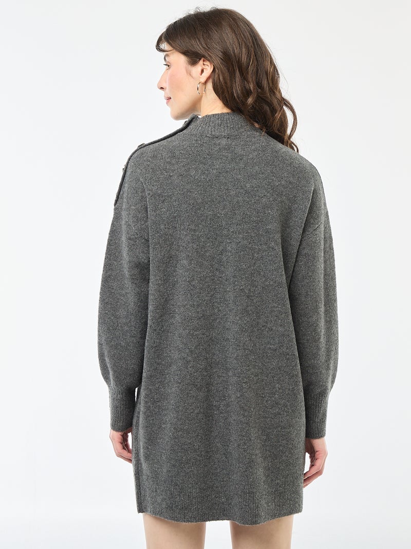 Vestido tipo jersey con botones decorativos Gris - Kiabi