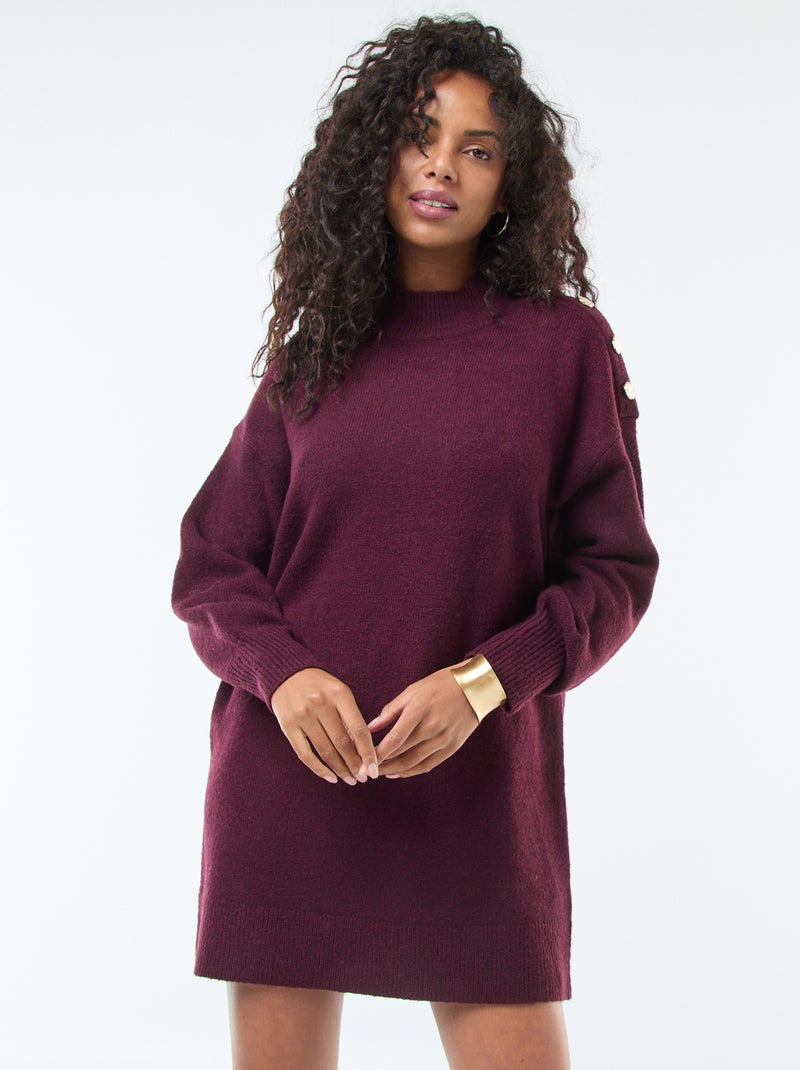 Vestido tipo jersey con botones decorativos Rojo - Kiabi