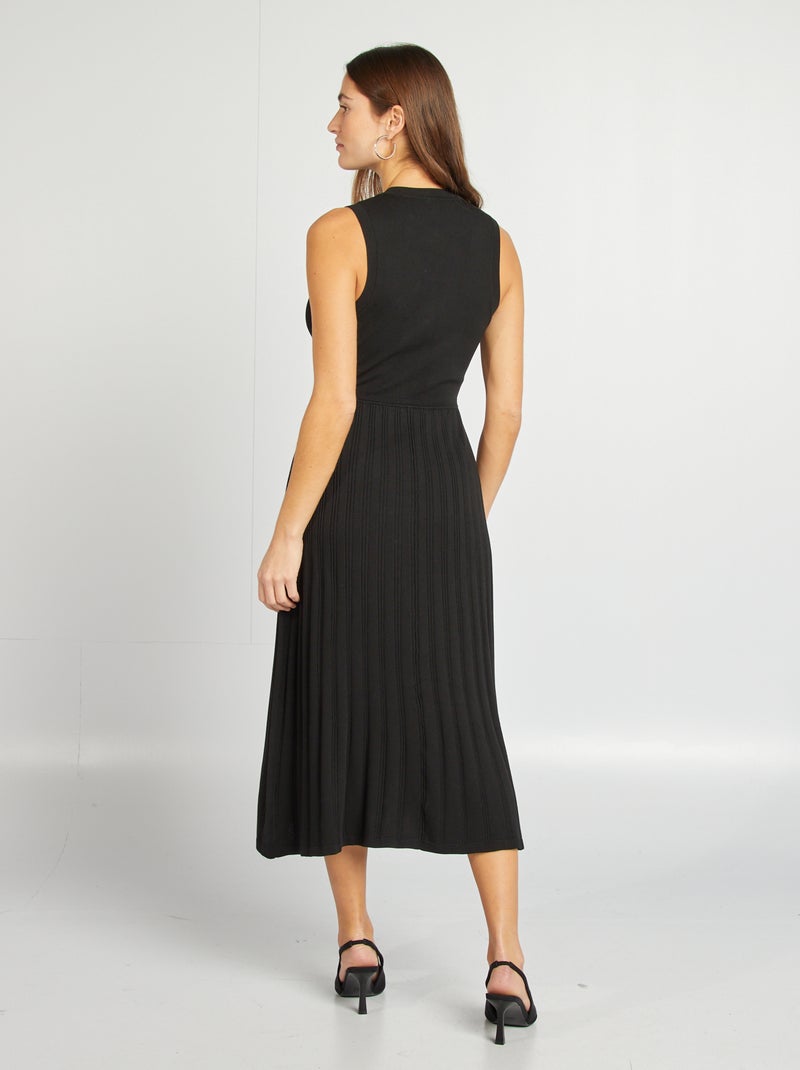 Vestido tipo jersey con botones dorados negro - Kiabi