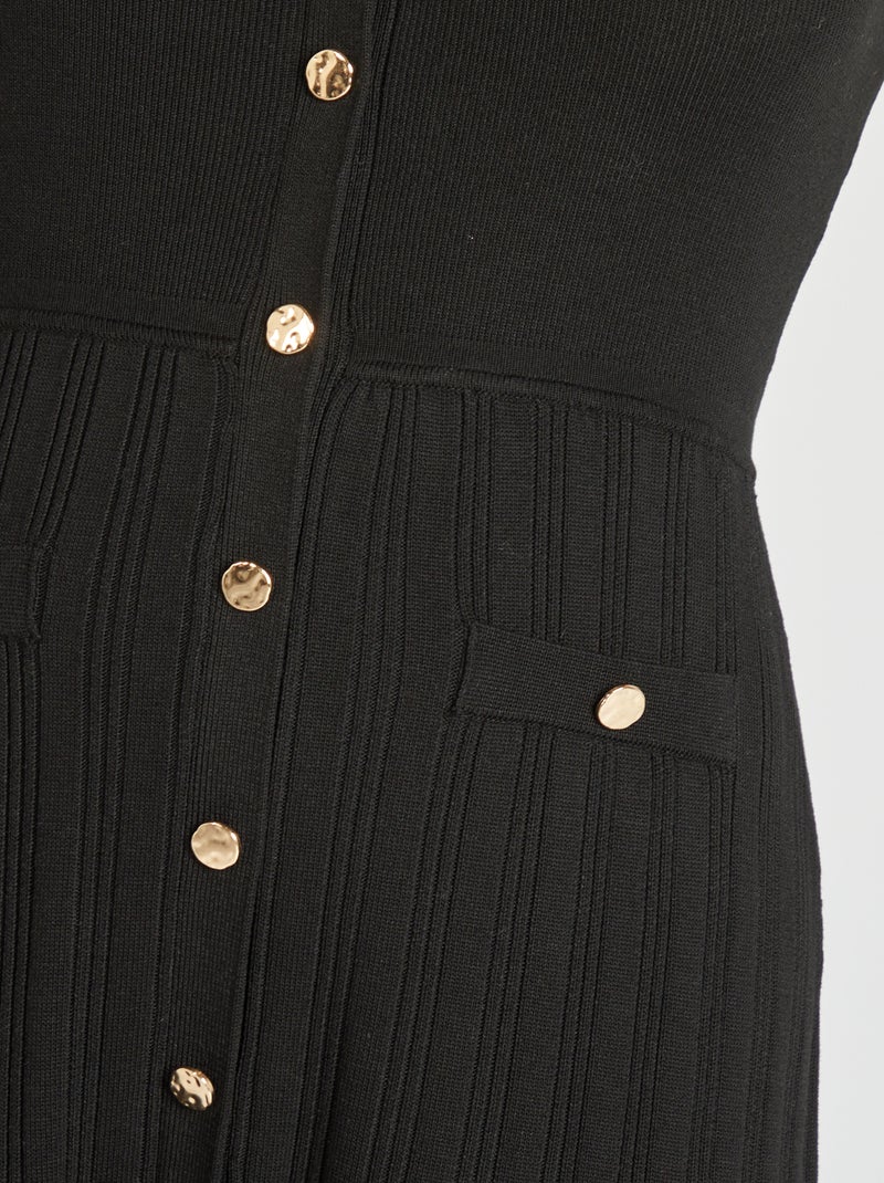 Vestido tipo jersey con botones dorados negro - Kiabi