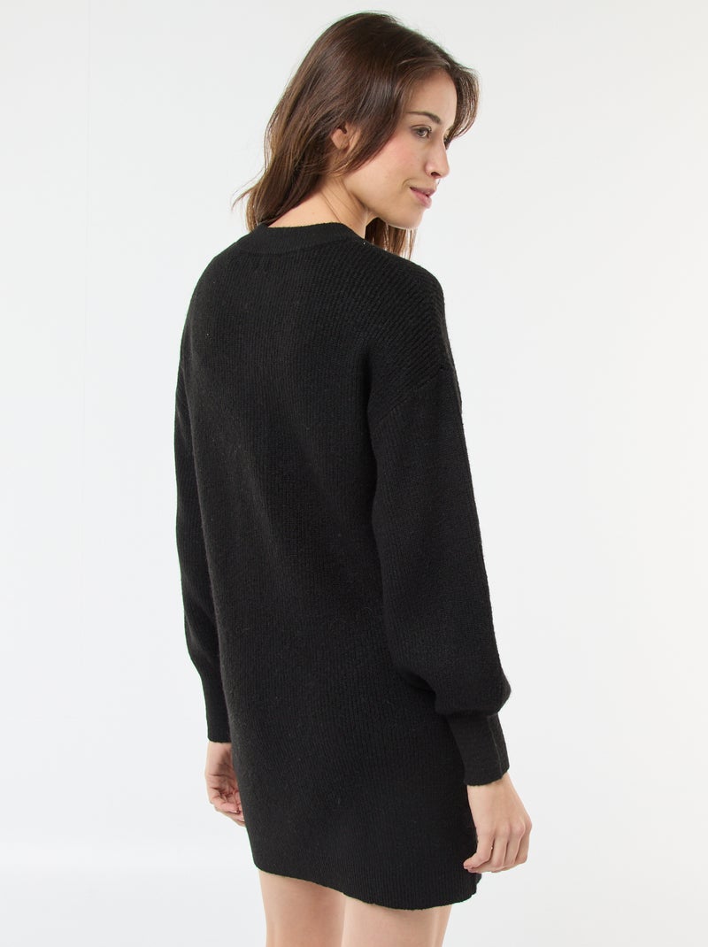 Vestido tipo jersey con botones dorados Negro - Kiabi