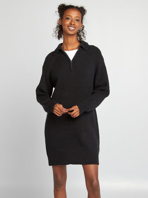 Vestido tipo jersey con cremallera en el cuello - Kiabi