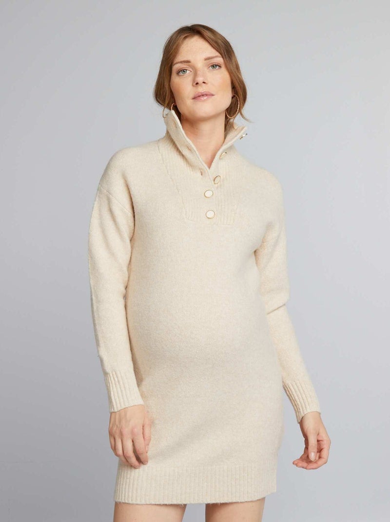 Vestido tipo jersey con cuello de cremallera BEIGE - Kiabi