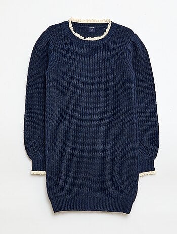 Vestido tipo jersey con cuello de encaje