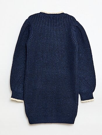 Vestido tipo jersey con cuello de encaje