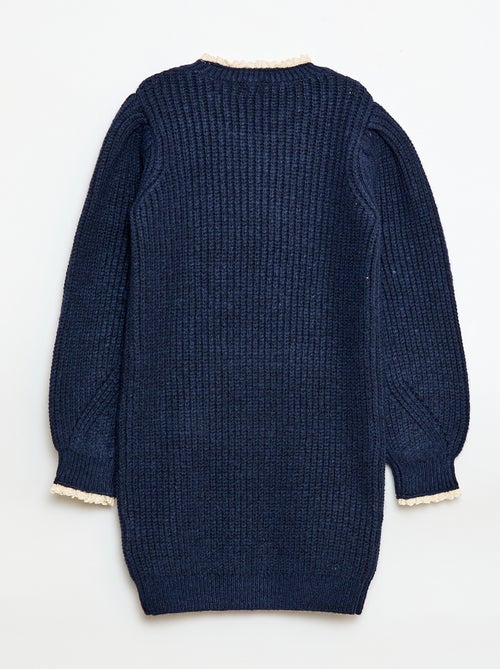 Vestido tipo jersey con cuello de encaje - Kiabi