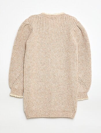 Vestido tipo jersey con cuello de encaje