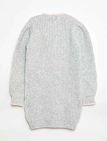 Vestido tipo jersey con cuello de encaje