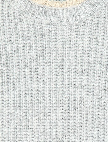 Vestido tipo jersey con cuello de encaje