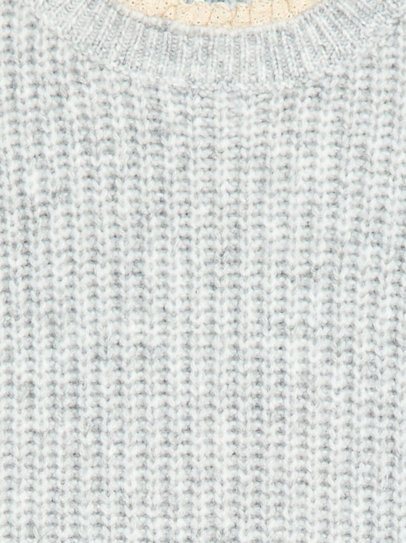 Vestido tipo jersey con cuello de encaje Gris - Kiabi