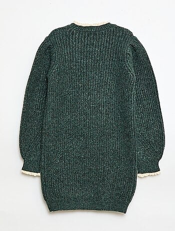 Vestido tipo jersey con cuello de encaje