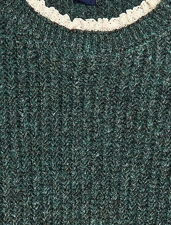 Vestido tipo jersey con cuello de encaje