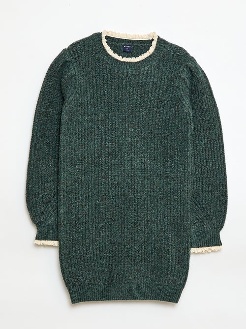 Vestido tipo jersey con cuello de encaje - Kiabi