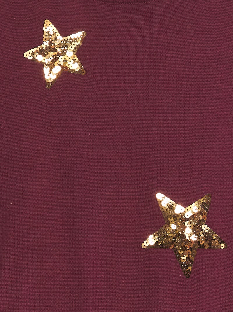 Vestido tipo jersey con estrellas de lentejuelas ROJO - Kiabi