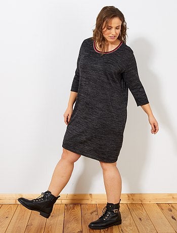 Vestido tipo jersey con franjas en el cuello - Kiabi