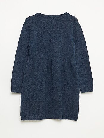 Vestido tipo jersey con punto calado y volantes