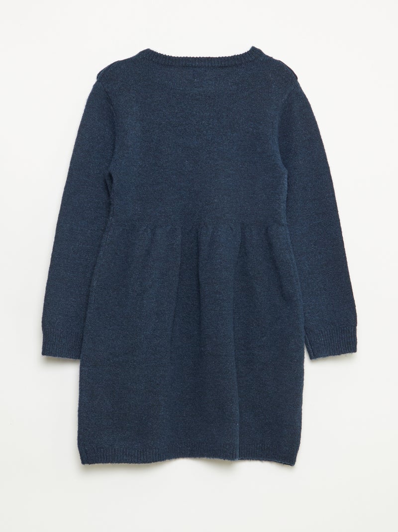 Vestido tipo jersey con punto calado y volantes Azul - Kiabi