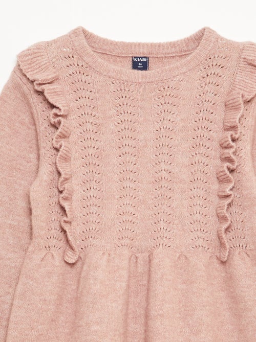 Vestido tipo jersey con punto calado y volantes - Kiabi