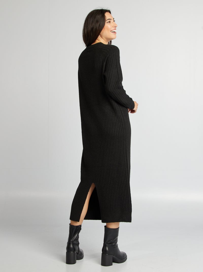 Vestido tipo jersey corte midi negro - Kiabi