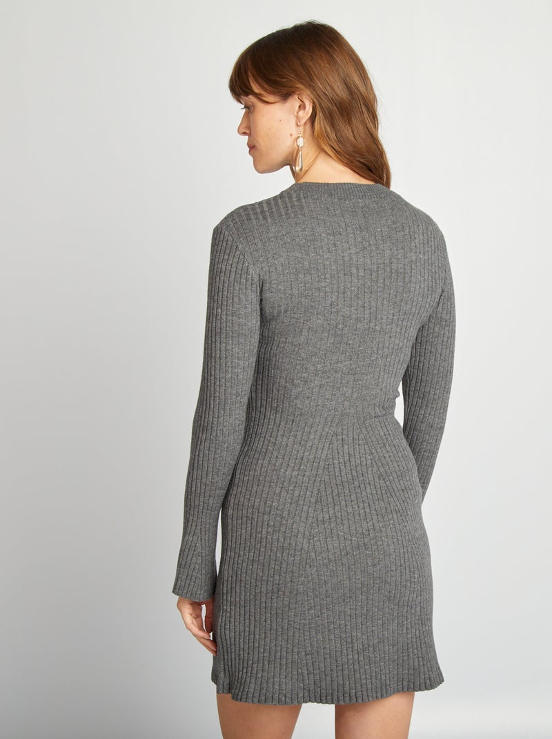 Vestido tipo jersey corto ajustado GRIS - Kiabi