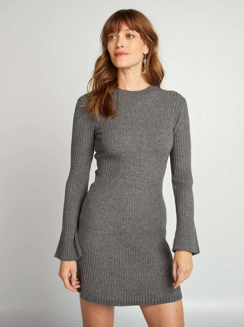 Vestido tipo jersey corto ajustado GRIS - Kiabi