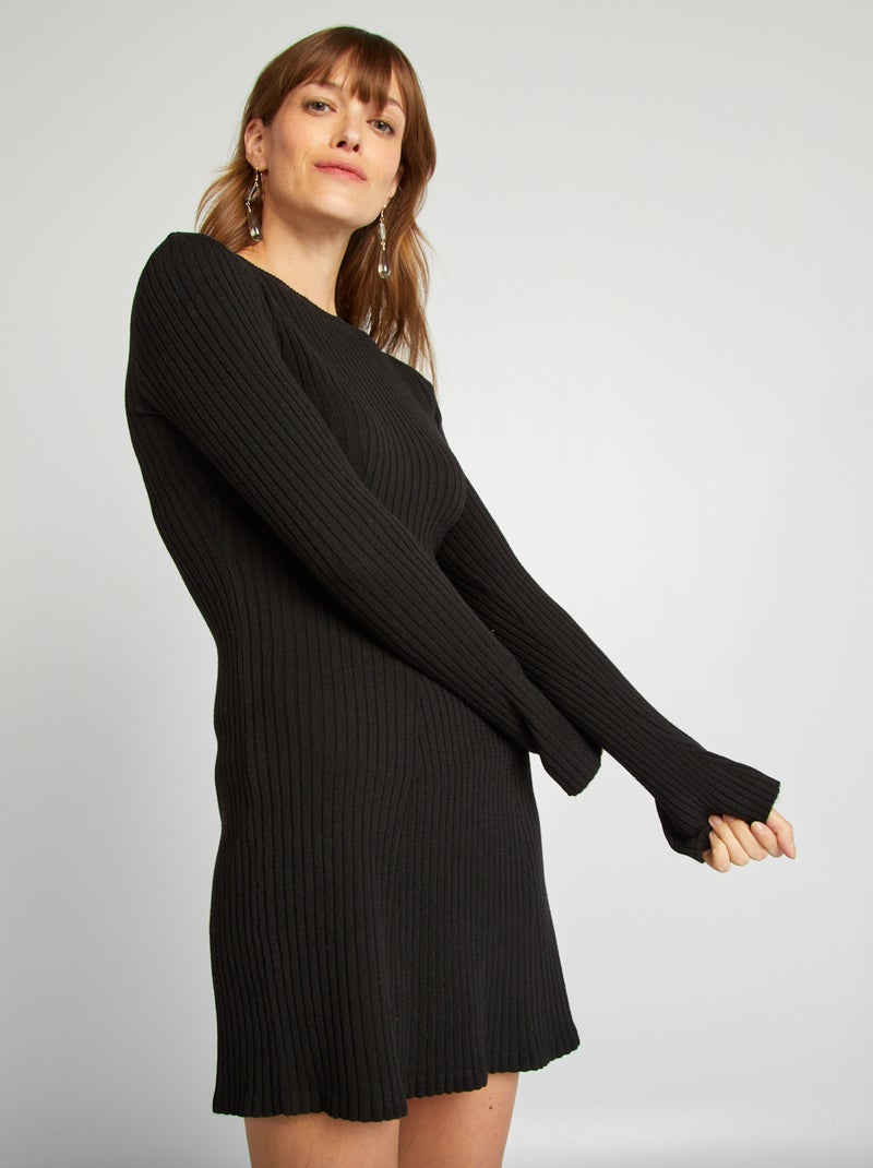 Vestido tipo jersey corto ajustado negro - Kiabi