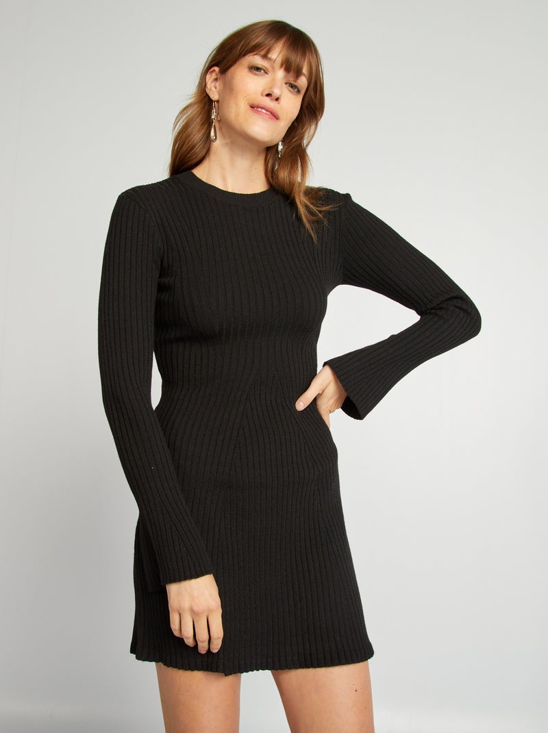 Vestido tipo jersey corto ajustado negro - Kiabi