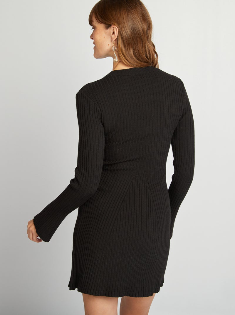 Vestido tipo jersey corto ajustado negro - Kiabi