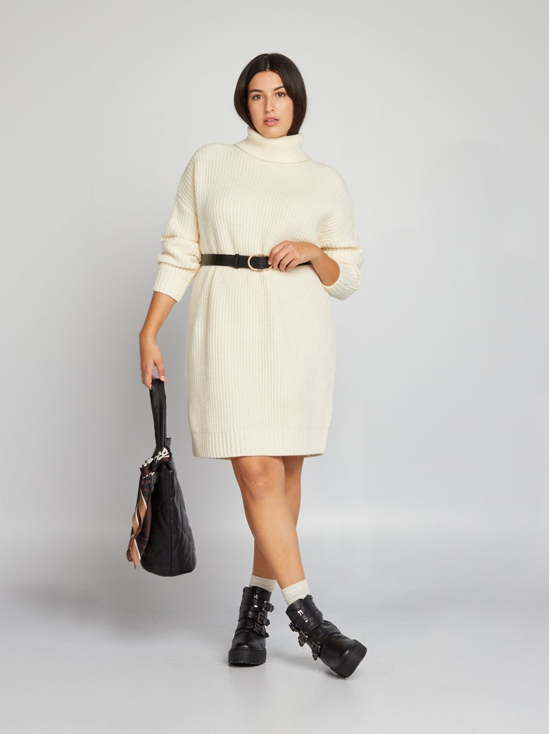 Vestido tipo jersey corto BEIGE - Kiabi