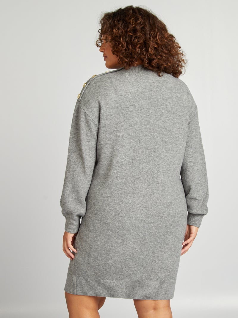 Vestido tipo jersey corto con botones dorados GRIS - Kiabi
