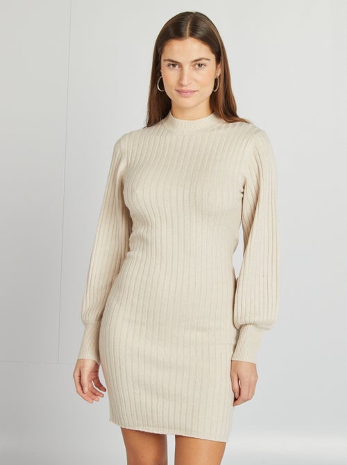 Vestido tipo jersey corto de canalé - Kiabi