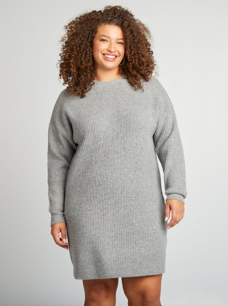 Vestido tipo jersey corto de punto GRIS - Kiabi