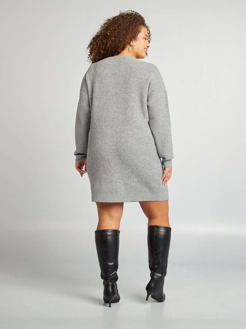 Vestido tipo jersey corto de punto GRIS - Kiabi