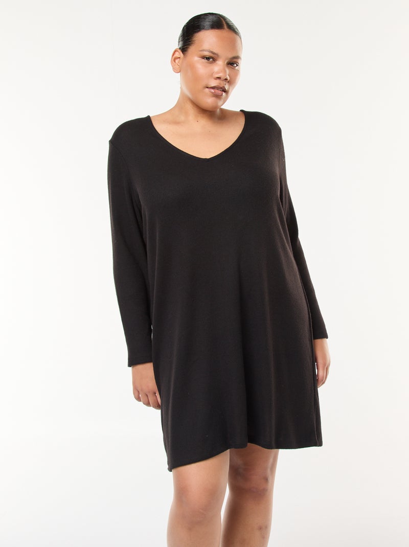 Vestido tipo jersey corto de punto grueso Negro - Kiabi