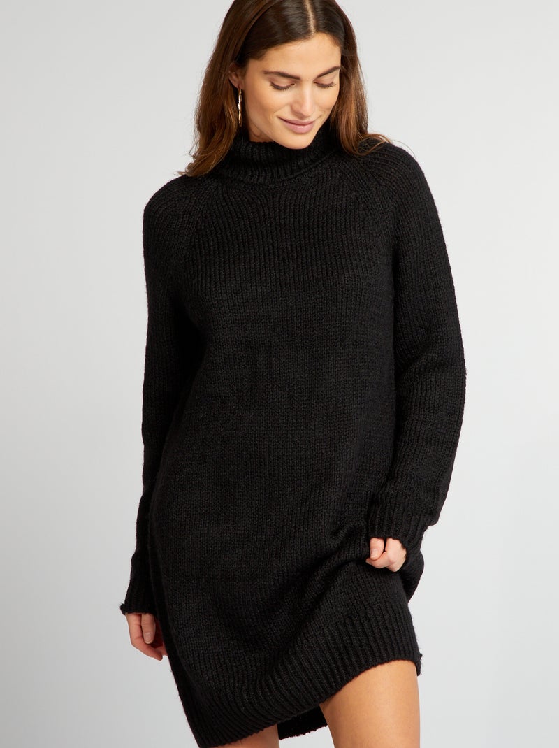Vestido tipo jersey corto de punto negro - Kiabi