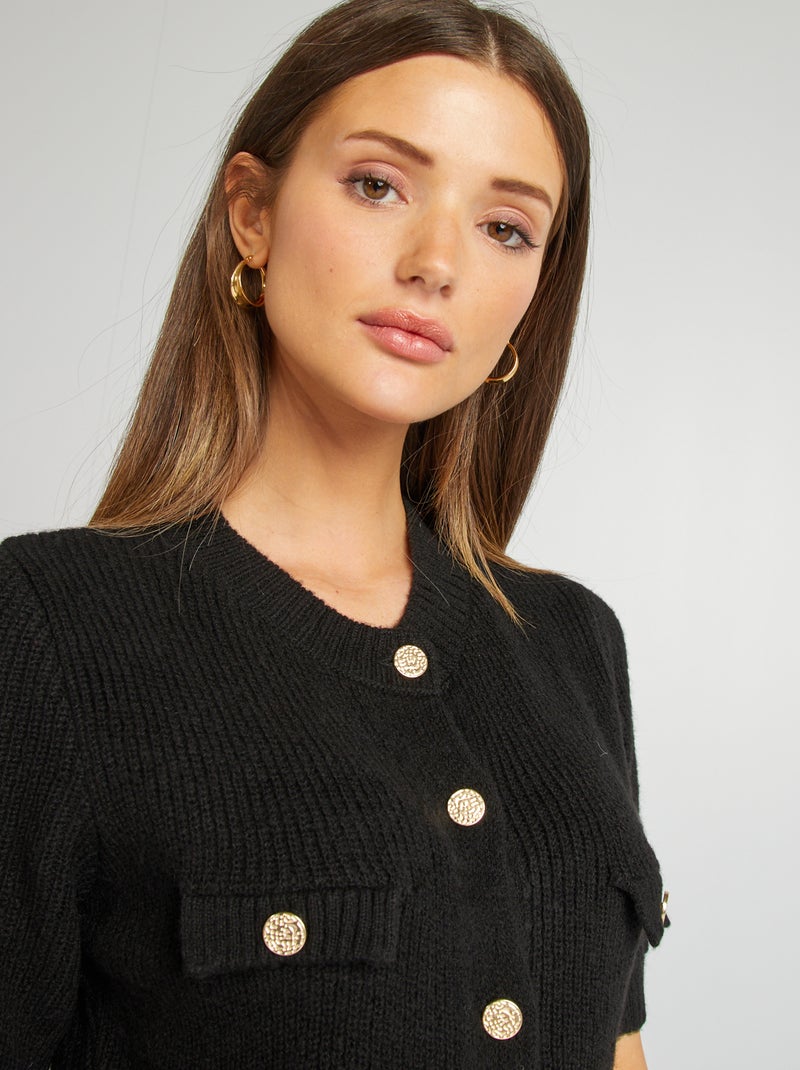 Vestido tipo jersey corto de punto negro - Kiabi