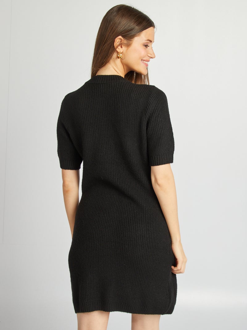 Vestido tipo jersey corto de punto negro - Kiabi