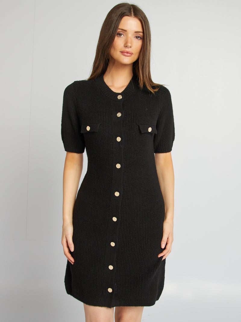 Vestido tipo jersey corto de punto negro - Kiabi