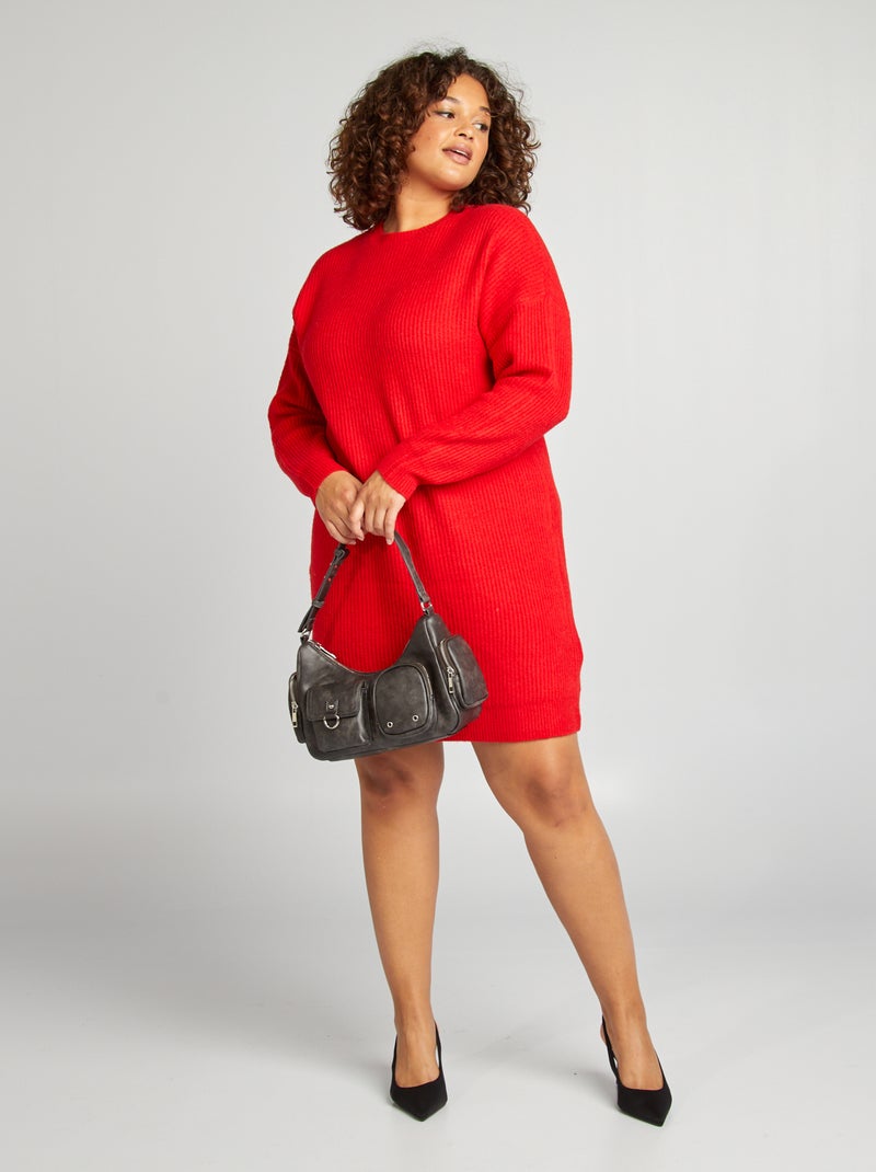 Vestido tipo jersey corto de punto ROJO - Kiabi