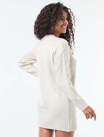 Vestido jersey corto de punto trenzado