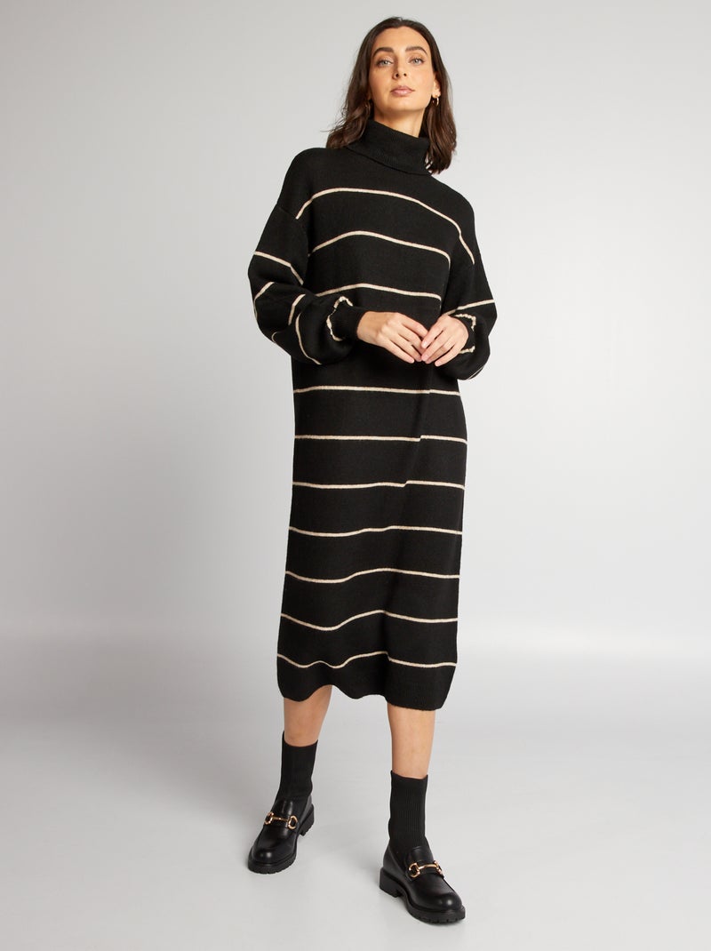 Vestido tipo jersey cuello alto NEGRO - Kiabi