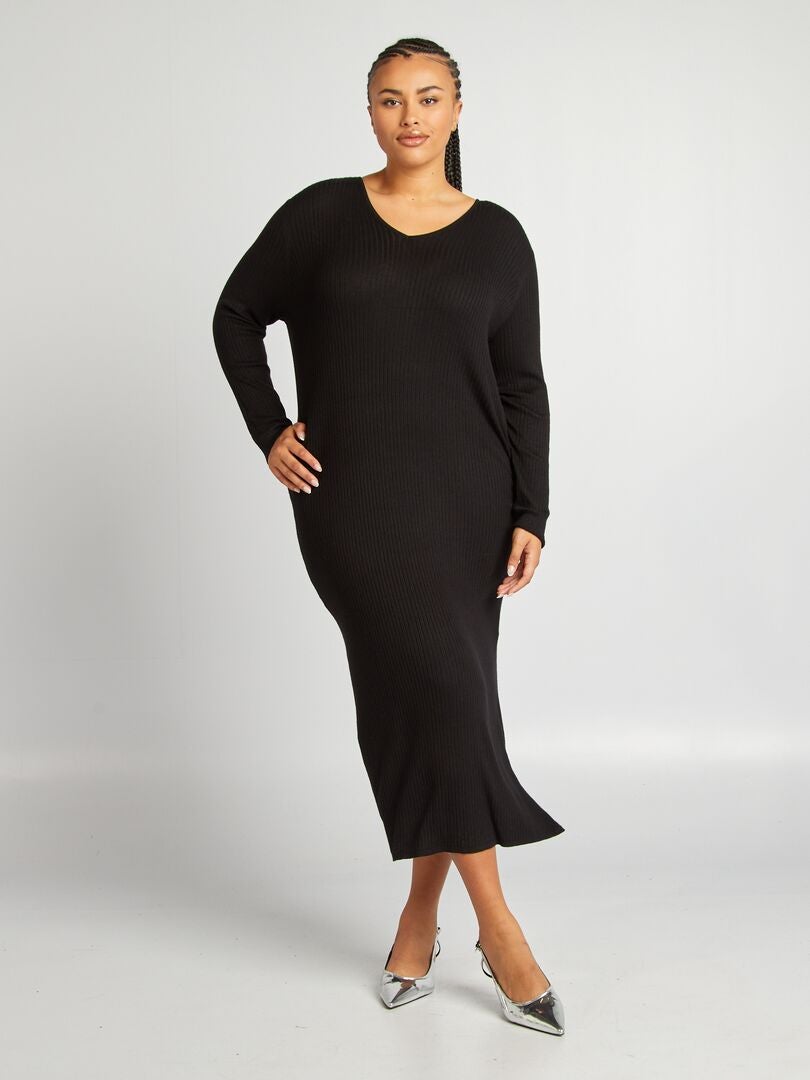 Mini Vestido Jika Plunge en Rayon Jersey Negro