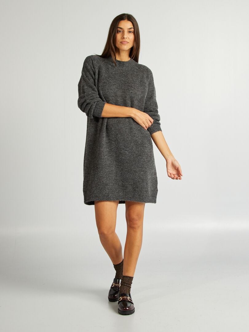 Vestido tipo jersey de cuello alto GRIS - Kiabi