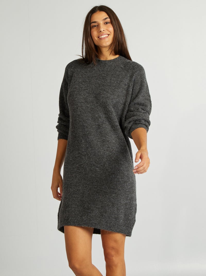 Vestido tipo jersey de cuello alto GRIS - Kiabi