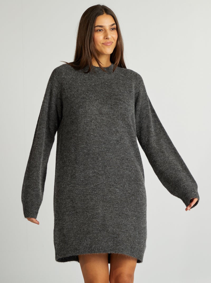 Vestido tipo jersey de cuello alto GRIS - Kiabi