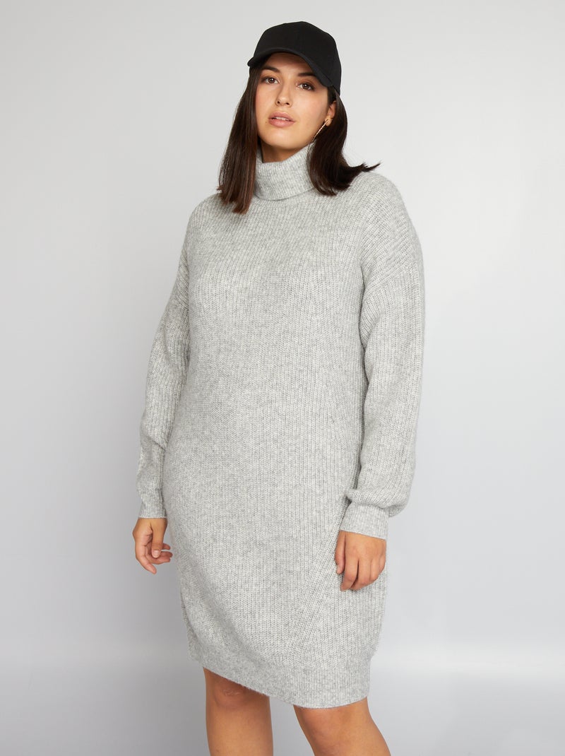 Vestido tipo jersey de cuello vuelto GRIS - Kiabi