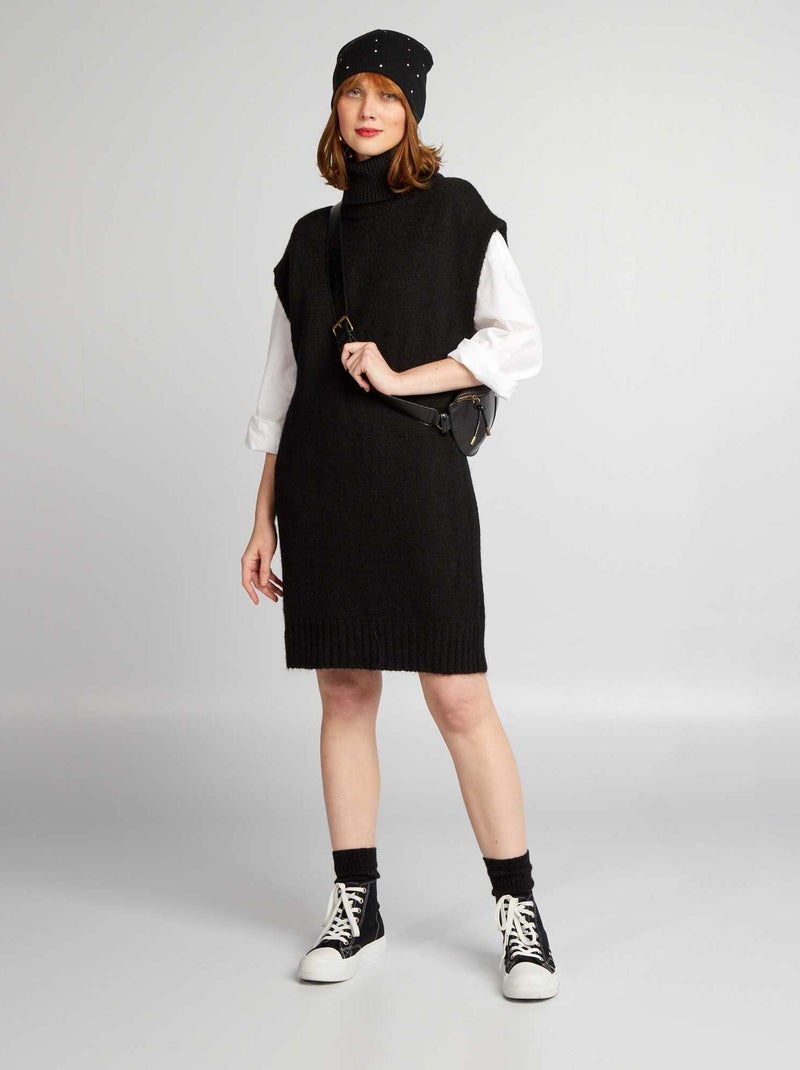 Vestido tipo jersey de cuello vuelto negro - Kiabi